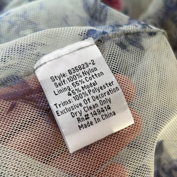 Johnny Was Biya Logan Tiered Mesh Maxi Dress Embroidered Boho Sheer Size S - Picture 12 of 15